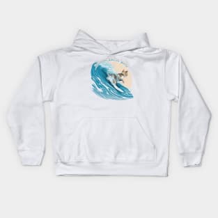 Even Cats Ride the Waves Kids Hoodie